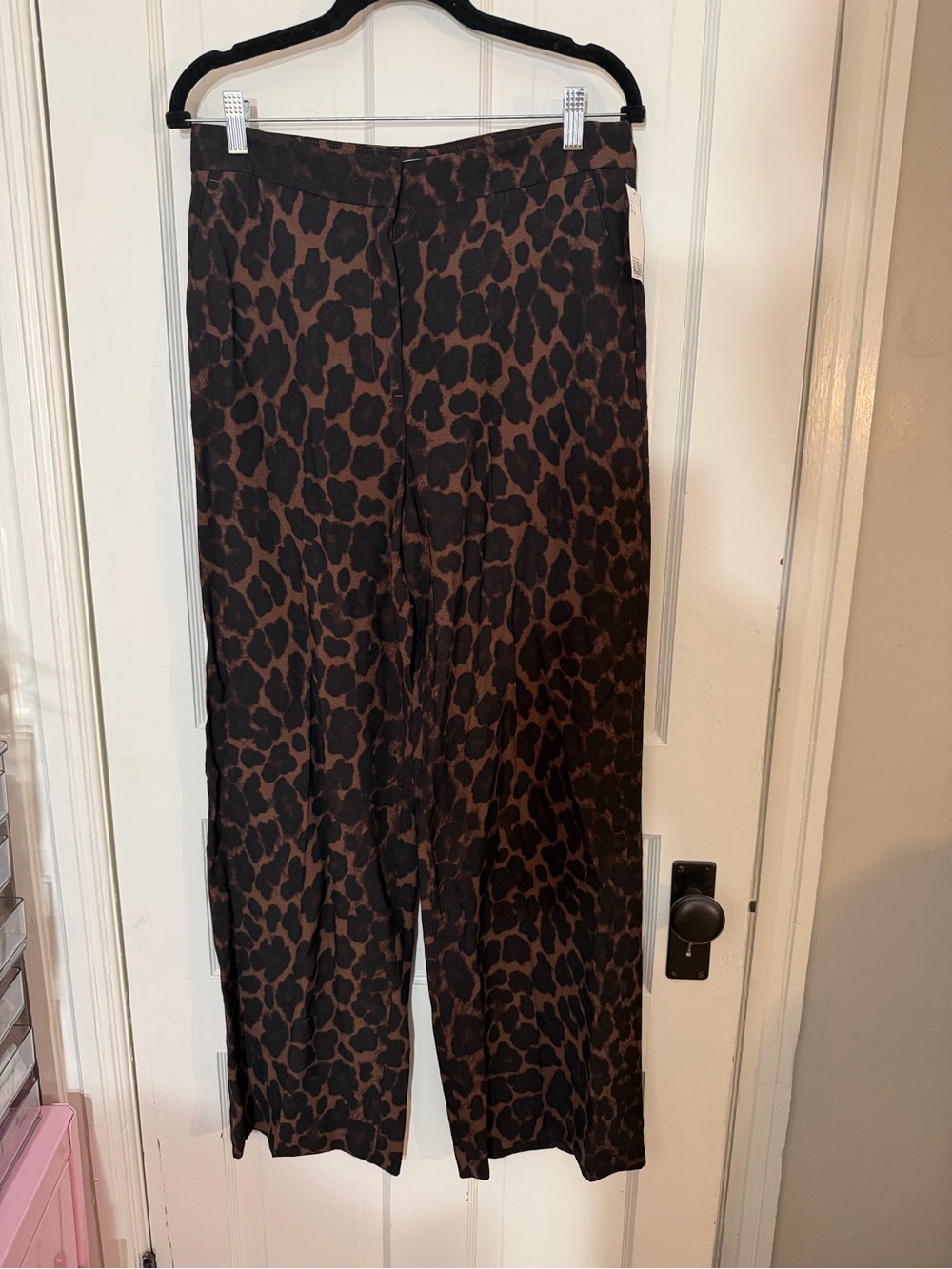 H&M Brown and Black Leopard Wide Leg Pants